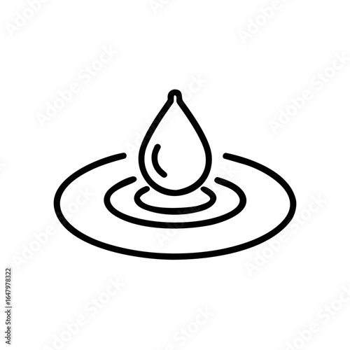 Water droplet creating ripples on surface in minimalist design  