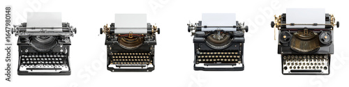Vintage typewriter with paper sheet classic style old fashioned writing machine retro office equipment antique keyboard