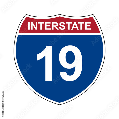Interstate 19. Interstate highway sign. Road number. Signpost indicating route numbers in the U.S. Interstate Highway System. Even numbers run west to east. Odd numbers run north to south.