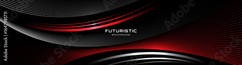 3D red white lines techno abstract background overlap layer on dark space with waves effect decoration. Modern graphic design element stripes style concept for web, art, flyer, card, or brochure cover