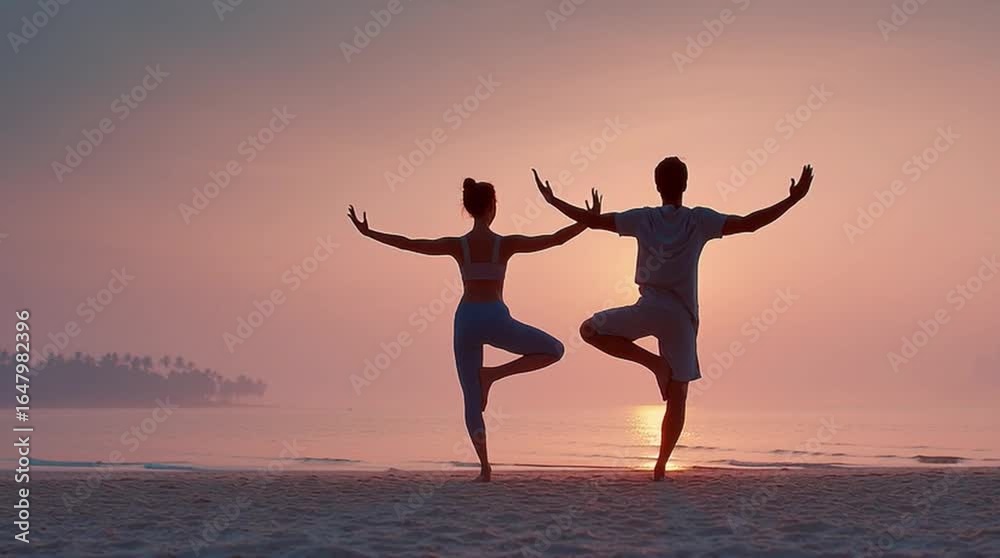 beach yoga, AI generated video