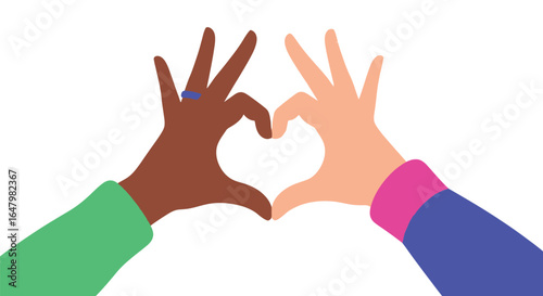 Hands making heart diverse love unity illustration art