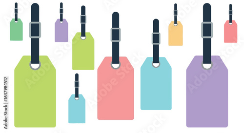 Colorful luggage tags vector illustration for travel design