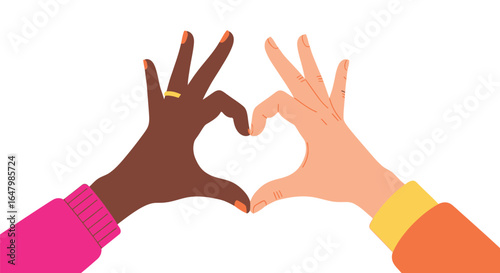 Diversity hands making heart shape love and unity concept