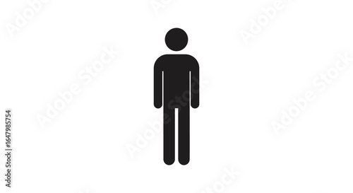 Simple Black Stick Figure Depicting a Person Standing Straight Upright