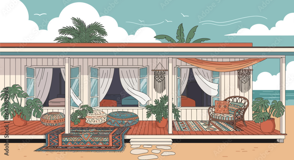 Obraz premium tropical beach with palm trees