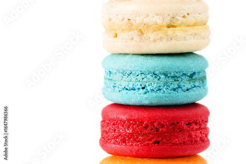 Colorful macaroons isolated on white background