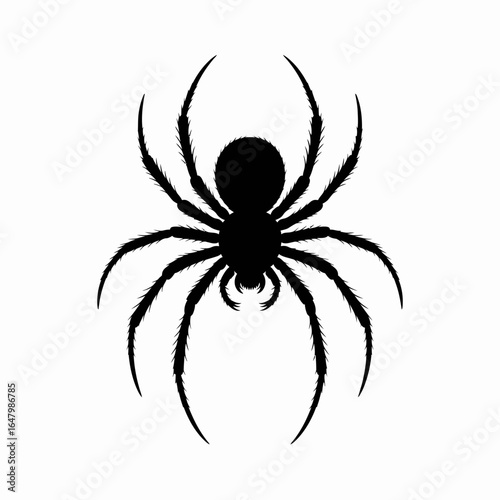 Black Spider Silhouette on White Background