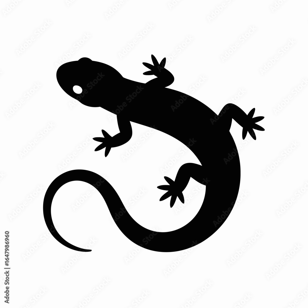 Fototapeta premium Lizard Silhouette on White Background