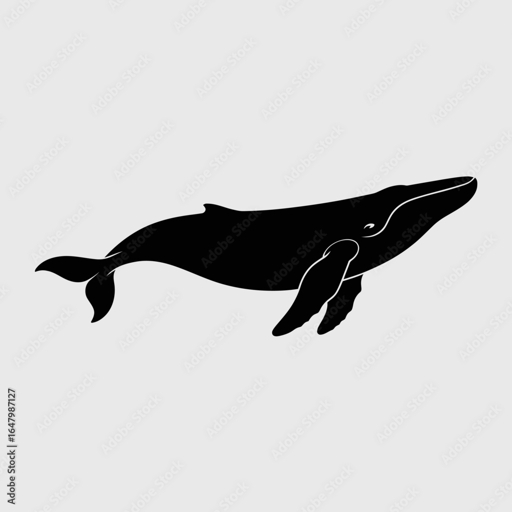 Fototapeta premium Whale silhouette illustration on a light background