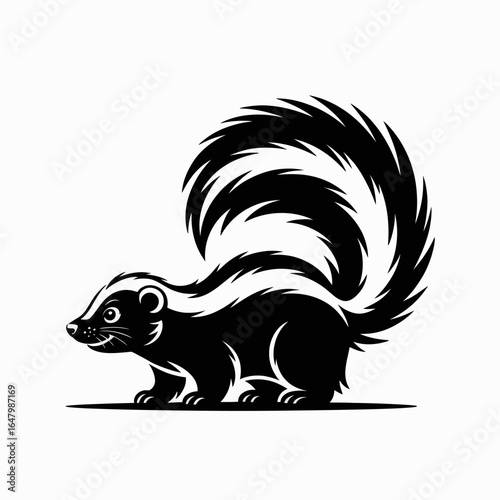 Stylized Skunk Illustration with Fluffy Tail