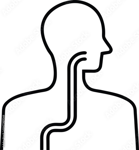 Esophagus Vector Outline Icon 