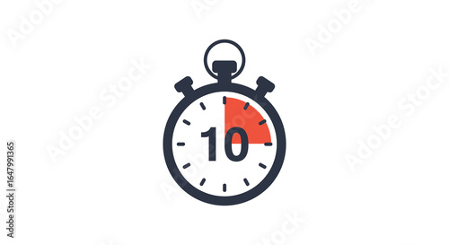 Stopwatch icon showing ten seconds or minutes time management concept