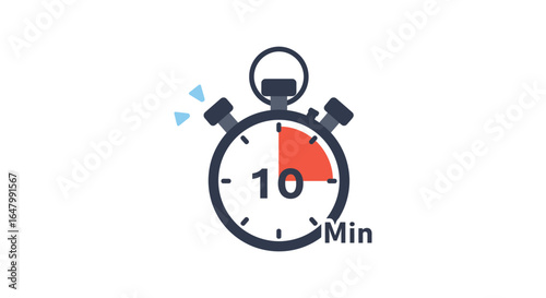 Ten minute timer icon illustration for time management and productivity