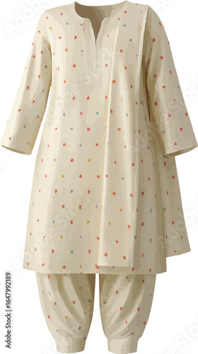 Elegant Multi-Colored Floral Pattern Salwar Kameez