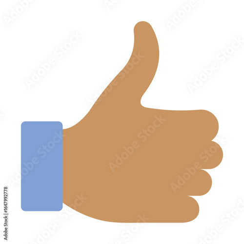 A modern flat design vector icon of a hand giving the thumbs up gesture, symbolizing like, approval, or positive feedback, isolated on a white background.