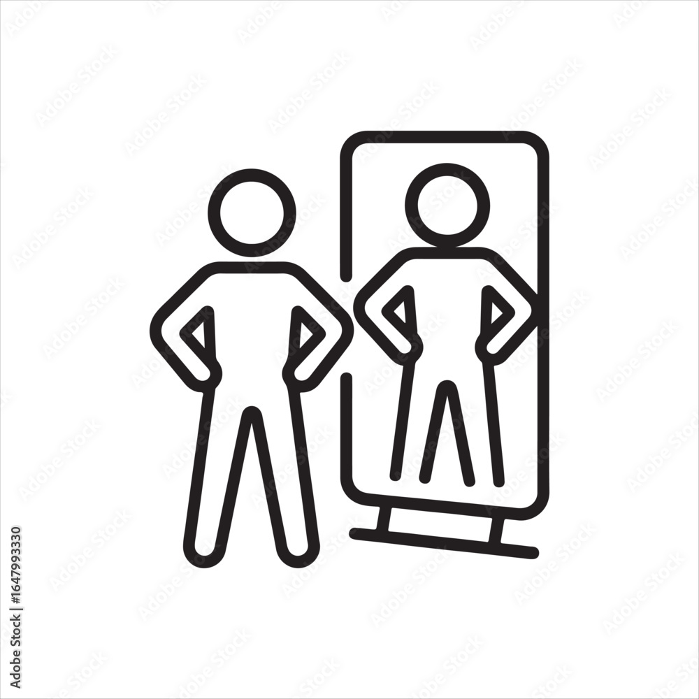 Fototapeta premium Person meditating with thoughts and reflection icon