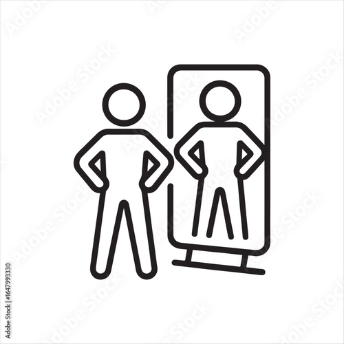 Person meditating with thoughts and reflection icon