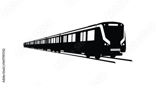 Modern Subway Train Silhouette on White Background for Transportation Concepts