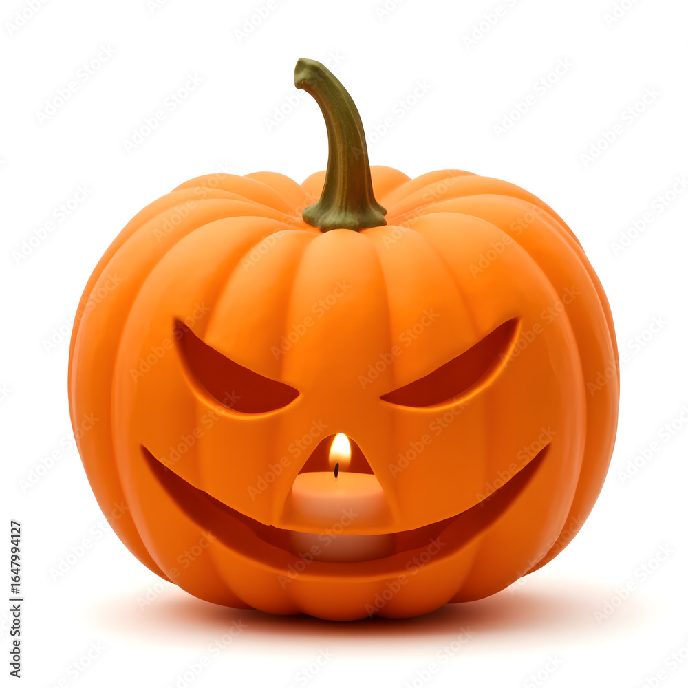 Ultra realistic carved pumpkin with glowing candle light, isolated on white background, high detail. Ultra realistic carved pumpkin with glowing candle light, isolated on white background, high detail.