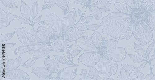 Floral print pattern background in provance style, floral background. Pastel tones vintage style wallpaper in vector.