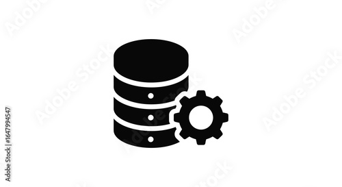 Database management system icon with gear server configuration and maintenance