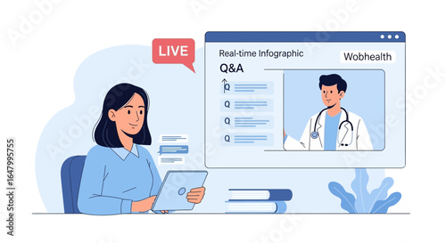 Virtual healthcare access with live Q&A session featuring a doctor and online attendee