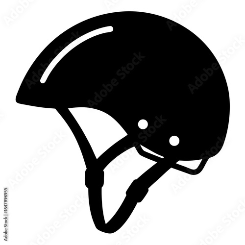 Black bicycle helmet, safety gear.
