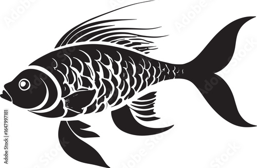 Fish silhouettes vector art illustration