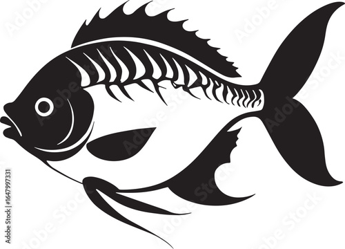 Fish silhouettes vector art illustration