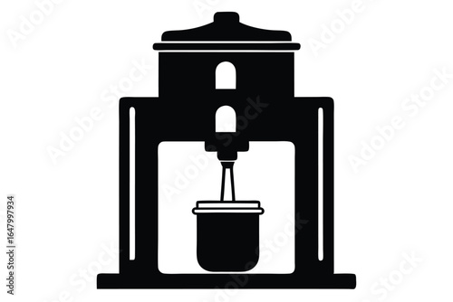 Black Silhouette of a Yerba Mate Brewing Machine with a Gourd Cup
