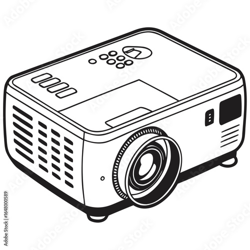 Multimedia Projector Isolated Vector Illustration on Transparent Background