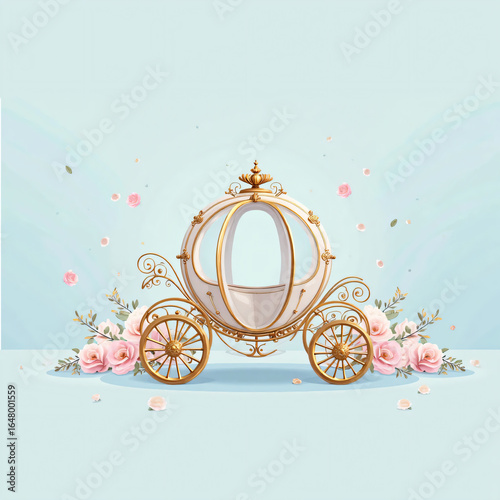vintage carriage with flowers illustration