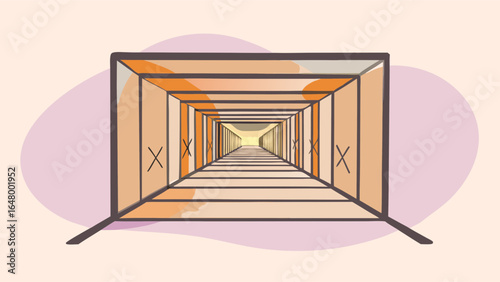 Perspective tunnel, receding into the distance.
