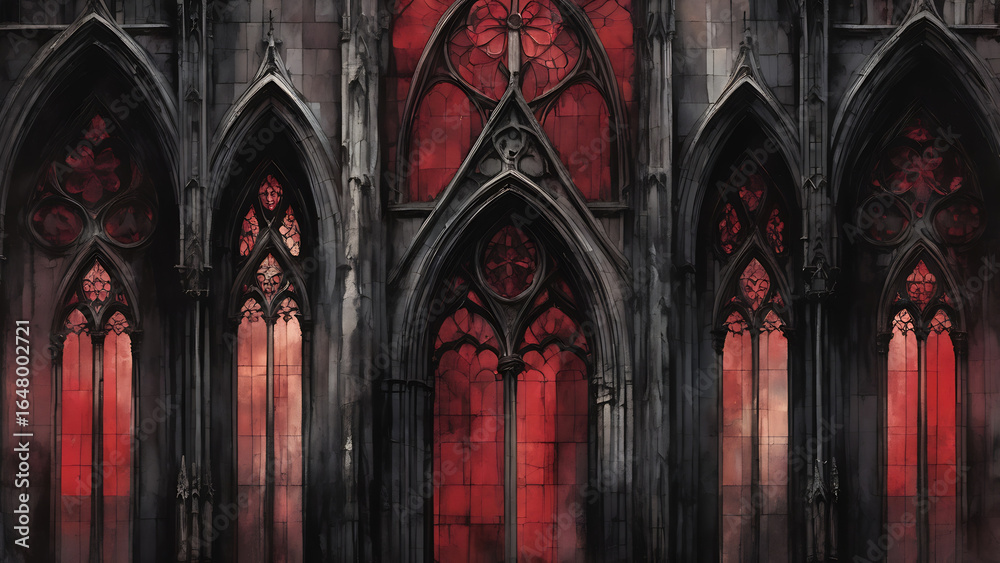 Naklejka premium Layered Arches and Murky Stainedglass Light