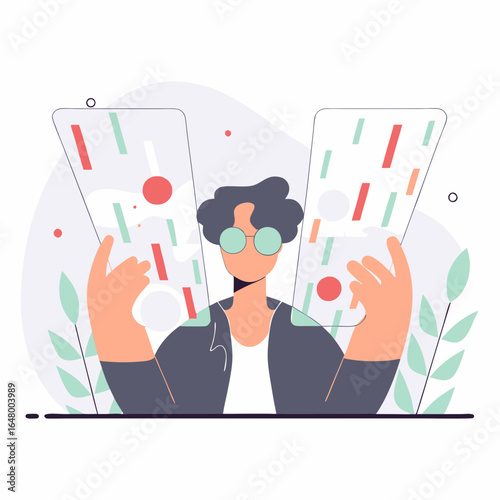 Person examines genetic data, analyzing complex information.
