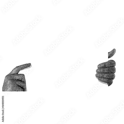 A halftone retro vintage hand gesture with transparent background