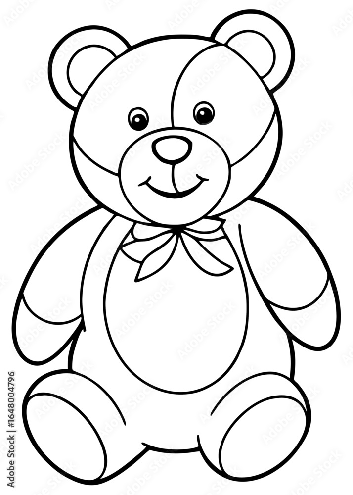 Obraz premium Smiling teddy bear, sitting, simple design. 