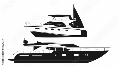 Two luxury yachts, side-by-side silhouettes.
