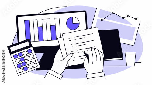 Hands reviewing financial data and reports.
