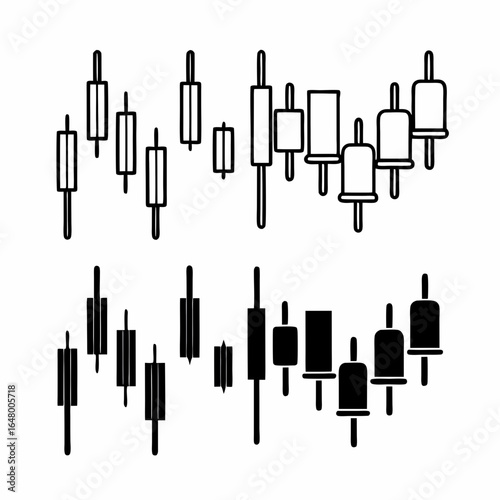 Stock chart patterns, showing price fluctuations.
