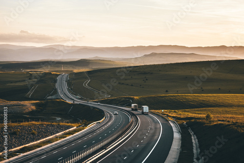 Truck vehicles primarily for transporting goods over long distance Cargo Delivery Concept