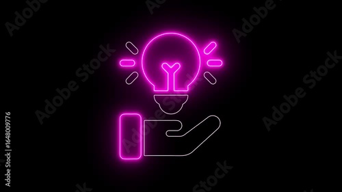 Wallpaper Mural Glowing light bulb symbol animation. Energy idea, Electric neon bulb icon and black background. hand holding a virtual lzu light bulb icon with money sign Torontodigital.ca