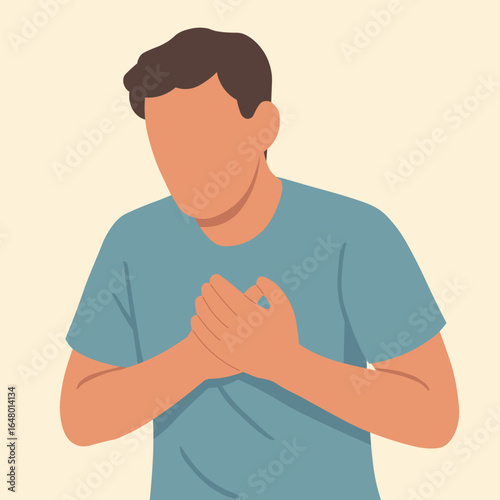 Flat Illustration of Man Suffering from Chest Pain