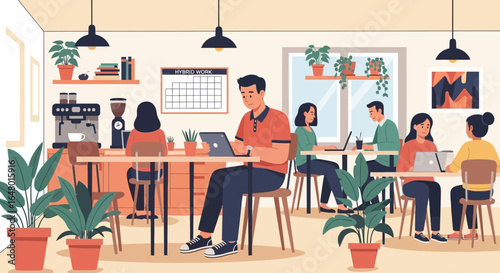 Modern Hybrid Workplace: Collaborative Coworking Space with Remote Professionals