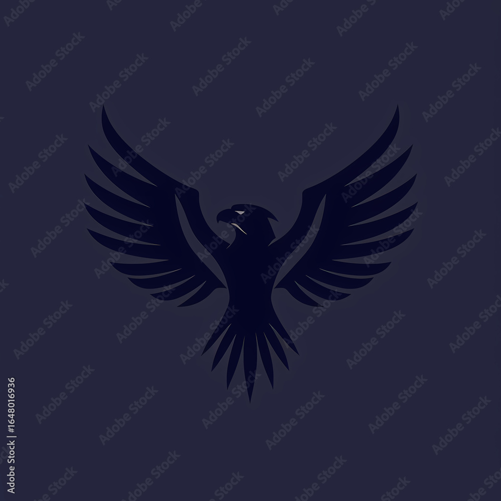 Fototapeta premium Eagle silhouette in mid-flight against a dark background Generative AI