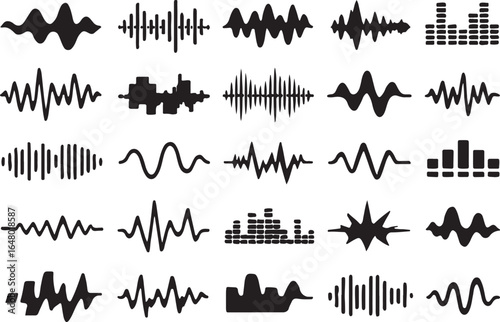 Diverse Black Sound Wave Visualizations audio visualization