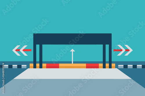 3d illustration of an empty room with a door, furniture, and a billboard on the wall