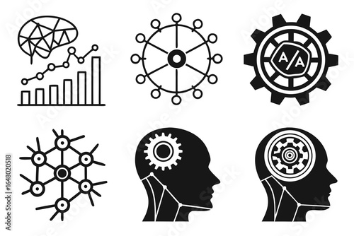 human head silhouette with gears