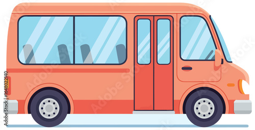 passenger bus vector illustration of an orange city shuttle vehicle in side view with multiple windows ideal for public transport and travel themed graphic design projects